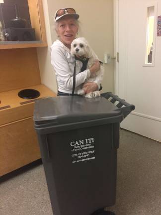 Upper East Sider Ruth Gutman (with friend Lucy) took home a heavy-duty garbage can designed to keep critters out. Photo: Carson Kessler